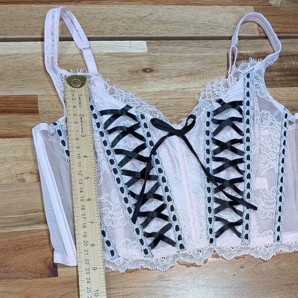 NWT Victorias Secret Dream Angels Lace Up Corset Bralette Pink Small Coquette - Picture 7 of 9